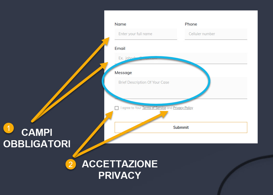 esempio modulo contatti studio legale